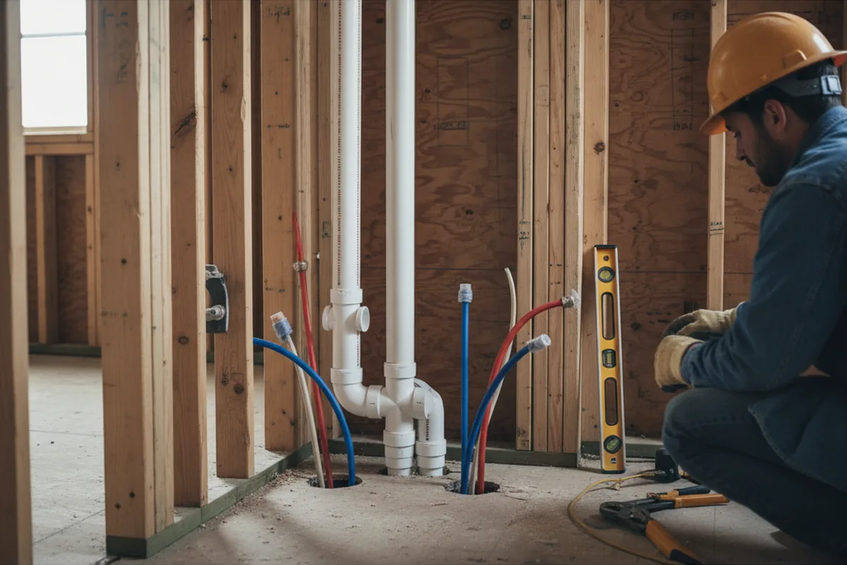 Drain and supply rough-in during Leak Detection in Devon